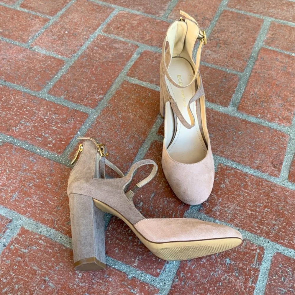 BCBG Heels two toned suede leather